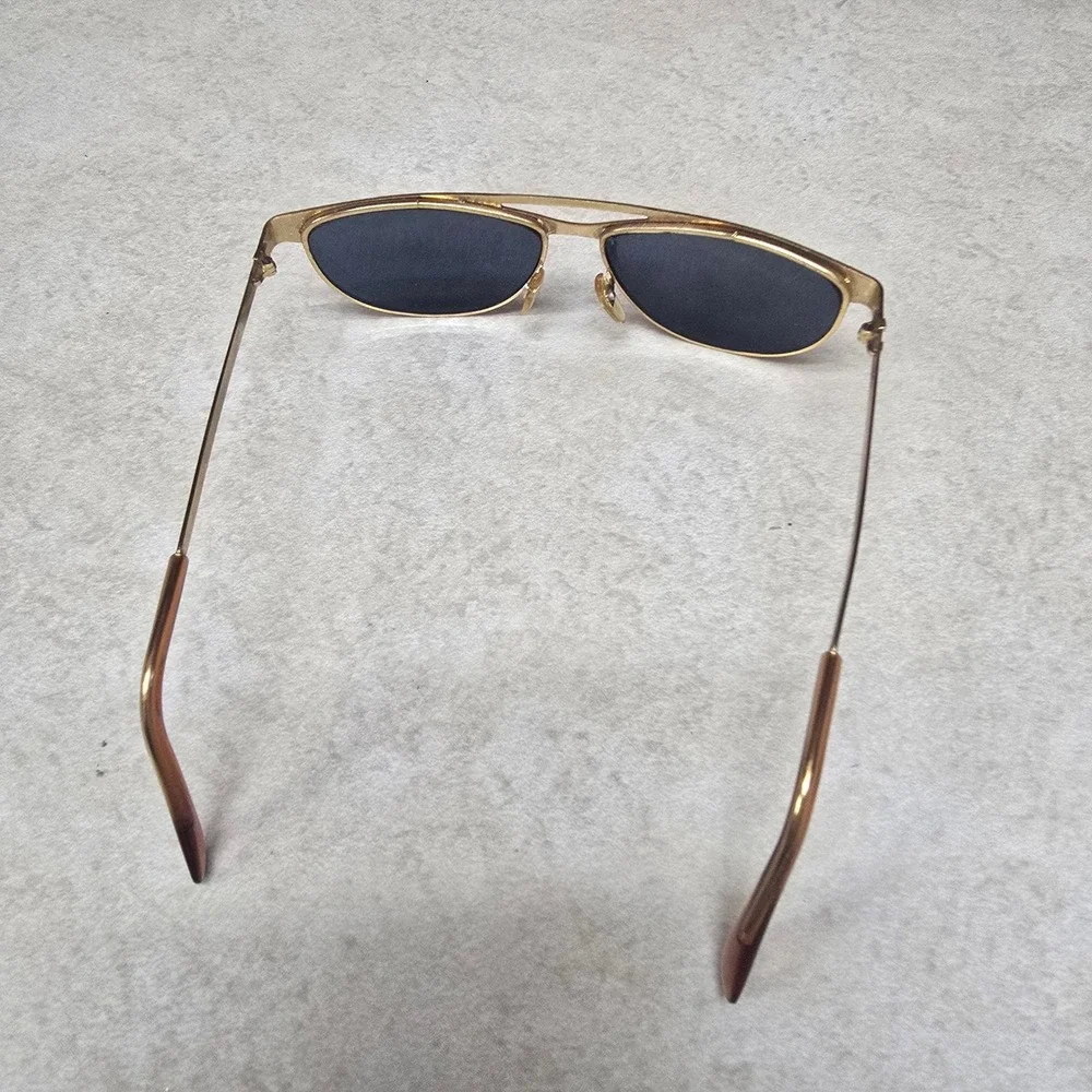 Vintage Gold Aviator Sunglasses Double Bridge Dark‎ Lens Taiwan ROC FS Retro